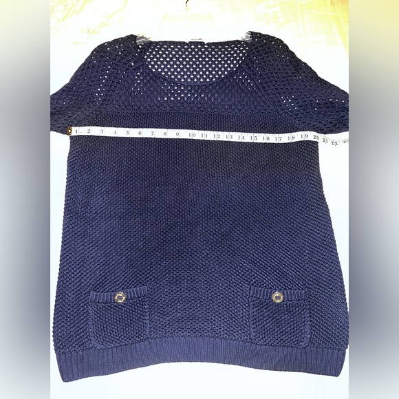 Lilly Pulitzer Like New XL Navy Kristen Crochet Sweater Pullover Supima cotton - Picture 6 of 7